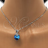 Collares con Dije 04.239.0044.1.18 Rodio Laminado, Diseño de Corazón, con Swarovski Elements Bermuda Blue y Aurore Boreale, Pulido, Rodinado (Grosor 01 MM, 18 Pulgadas de Largo)