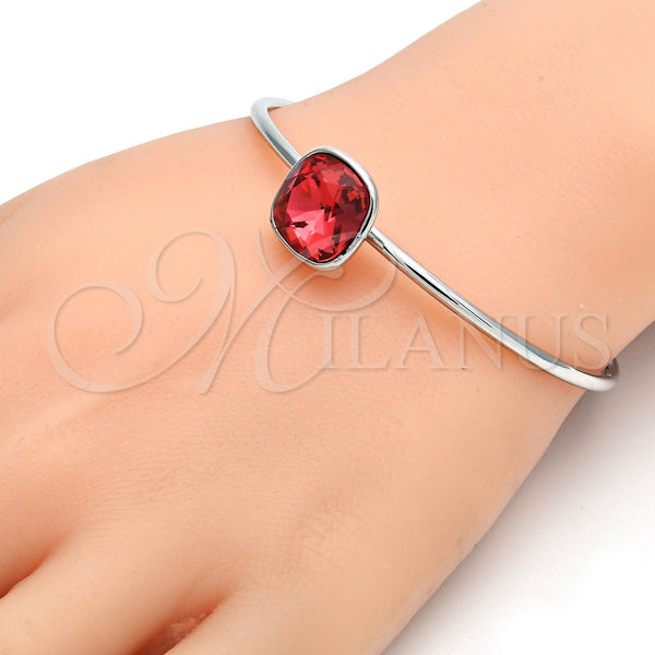 Aro Individual 07.239.0010 Rodio Laminado, con Swarovski Elements Padparadscha, Pulido, Rodinado (Grosor 02 MM, Talla Unica)