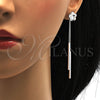 Arete Largo 02.239.0022 Rodio Laminado, Diseño de Flor, con Swarovski Elements Crystal, Pulido, Rodinado