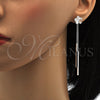 Arete Largo 02.239.0022 Rodio Laminado, Diseño de Flor, con Swarovski Elements Crystal, Pulido, Rodinado
