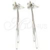Arete Largo 02.239.0022 Rodio Laminado, Diseño de Flor, con Swarovski Elements Crystal, Pulido, Rodinado