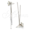 Arete Largo 02.239.0022 Rodio Laminado, Diseño de Flor, con Swarovski Elements Crystal, Pulido, Rodinado