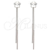Arete Largo 02.239.0022 Rodio Laminado, Diseño de Flor, con Swarovski Elements Crystal, Pulido, Rodinado