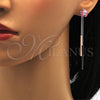 Arete Largo 02.239.0022.1 Rodio Laminado, Diseño de Flor, con Swarovski Elements Light Rose, Pulido, Rodinado
