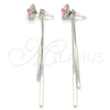 Arete Largo 02.239.0022.1 Rodio Laminado, Diseño de Flor, con Swarovski Elements Light Rose, Pulido, Rodinado