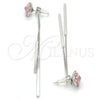 Arete Largo 02.239.0022.1 Rodio Laminado, Diseño de Flor, con Swarovski Elements Light Rose, Pulido, Rodinado