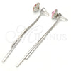 Arete Largo 02.239.0022.1 Rodio Laminado, Diseño de Flor, con Swarovski Elements Light Rose, Pulido, Rodinado