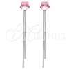 Arete Largo 02.239.0022.1 Rodio Laminado, Diseño de Flor, con Swarovski Elements Light Rose, Pulido, Rodinado