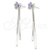 Arete Largo 02.239.0022.2 Oro Laminado Blanco, Diseño de Flor, con Swarovski Elements Amethyst, Pulido, Rodinado