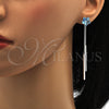 Arete Largo 02.239.0022.3 Rodio Laminado, Diseño de Flor, con Swarovski Elements Aquamarine, Pulido, Rodinado