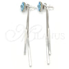 Arete Largo 02.239.0022.3 Rodio Laminado, Diseño de Flor, con Swarovski Elements Aquamarine, Pulido, Rodinado