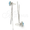 Arete Largo 02.239.0022.3 Rodio Laminado, Diseño de Flor, con Swarovski Elements Aquamarine, Pulido, Rodinado