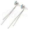 Arete Largo 02.239.0022.3 Rodio Laminado, Diseño de Flor, con Swarovski Elements Aquamarine, Pulido, Rodinado