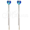 Arete Largo 02.239.0023.1 Rodio Laminado, Diseño de Corazón, con Bermuda Blue and Crystal Swarovski Elements, Pulido, Rodinado