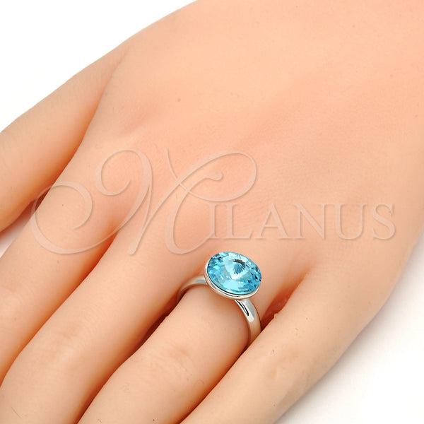 Anillo Multi Piedra 01.239.0001.2 Rodio Laminado, con Swarovski Elements Aquamarine, Pulido, Rodinado (Talla Unica)