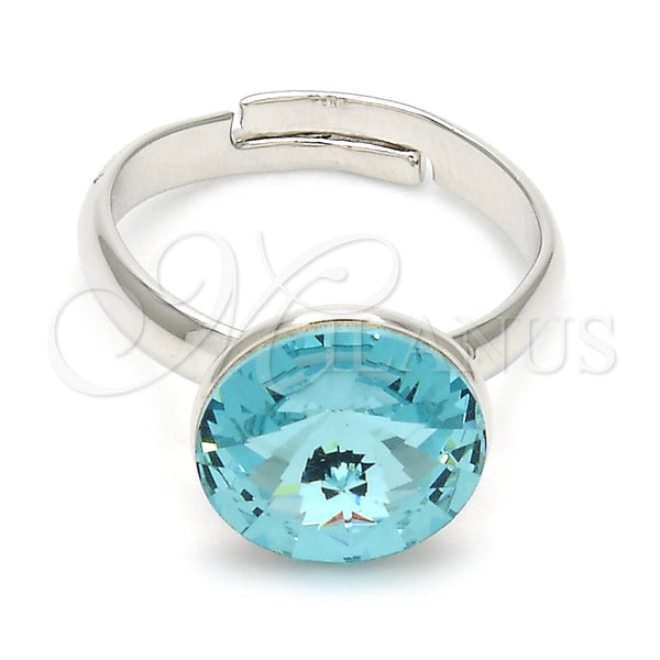 Anillo Multi Piedra 01.239.0001.2 Rodio Laminado, con Swarovski Elements Aquamarine, Pulido, Rodinado (Talla Unica)