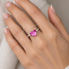 Anillo Multi Piedra 01.239.0002.1 Oro Laminado Blanco, Diseño de Corazón, con Swarovski Elements Rose, Pulido, Rodinado (Talla Unica)