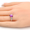 Anillo Multi Piedra 01.239.0002.1 Oro Laminado Blanco, Diseño de Corazón, con Swarovski Elements Rose, Pulido, Rodinado (Talla Unica)