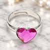 Anillo Multi Piedra 01.239.0002.1 Oro Laminado Blanco, Diseño de Corazón, con Swarovski Elements Rose, Pulido, Rodinado (Talla Unica)