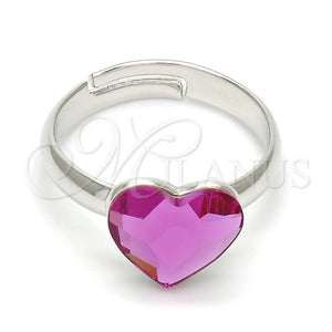 Anillo Multi Piedra 01.239.0002.1 Rodio Laminado, Diseño de Corazón, con Swarovski Elements Rose, Pulido, Rodinado (Talla Unica)