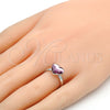 Anillo Multi Piedra 01.239.0002.2 Rodio Laminado, Diseño de Corazón, con Swarovski Elements Antique Pink, Pulido, Rodinado (Talla Unica)