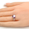 Anillo Multi Piedra 01.239.0002.2 Rodio Laminado, Diseño de Corazón, con Swarovski Elements Antique Pink, Pulido, Rodinado (Talla Unica)