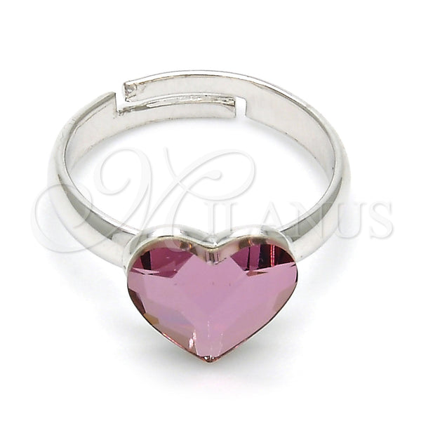 Anillo Multi Piedra 01.239.0002.2 Rodio Laminado, Diseño de Corazón, con Swarovski Elements Antique Pink, Pulido, Rodinado (Talla Unica)