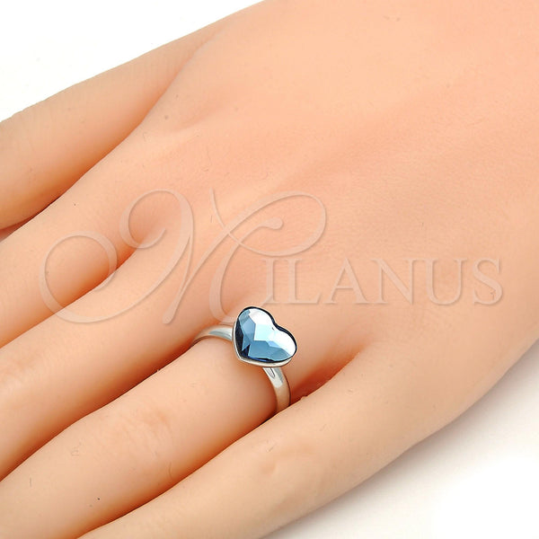 Anillo Multi Piedra 01.239.0002.3 Rodio Laminado, Diseño de Corazón, con Swarovski Elements Denin Blue, Pulido, Rodinado (Talla Unica)