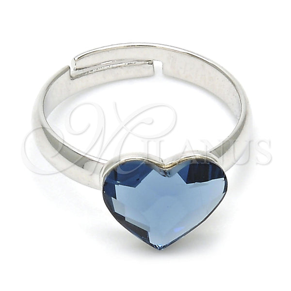 Anillo Multi Piedra 01.239.0002.3 Rodio Laminado, Diseño de Corazón, con Swarovski Elements Denin Blue, Pulido, Rodinado (Talla Unica)
