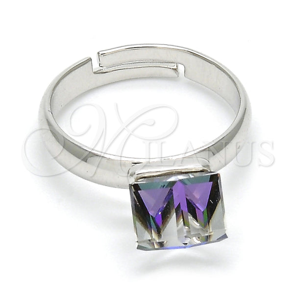Anillo Multi Piedra 01.239.0003 Rodio Laminado, con Heliotrope Swarovski Elements, Pulido, Rodinado (One size fits all)