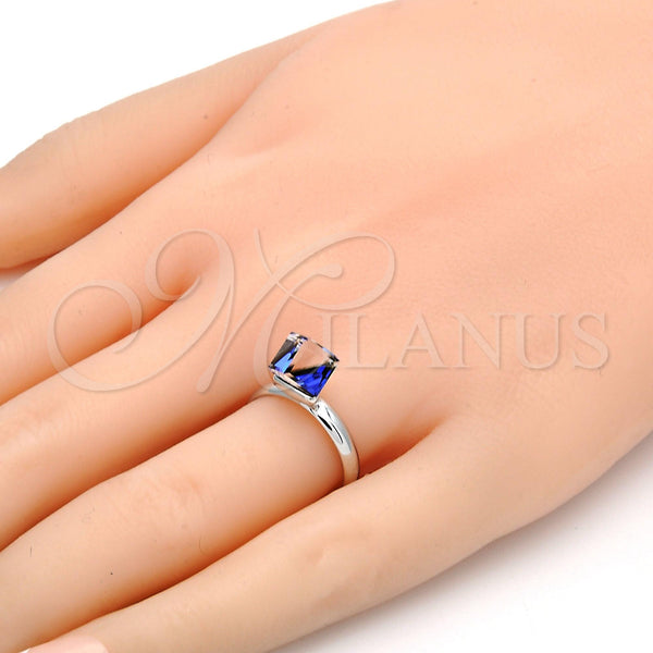 Anillo Multi Piedra 01.239.0003.2 Rodio Laminado, con Swarovski Elements Bermuda Blue, Pulido, Rodinado (Talla Unica)
