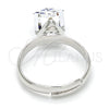 Anillo Multi Piedra 01.239.0003.2 Oro Laminado Blanco, con Swarovski Elements Bermuda Blue, Pulido, Rodinado (Talla Unica)