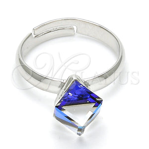 Anillo Multi Piedra 01.239.0003.2 Rodio Laminado, con Swarovski Elements Bermuda Blue, Pulido, Rodinado (Talla Unica)