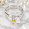 Anillo Multi Piedra 01.239.0003.3 Oro Laminado Blanco, con Swarovski Elements Aurore Boreale, Pulido, Rodinado (Talla Unica)