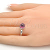 Anillo Multi Piedra 01.239.0006 Rodio Laminado, Diseño de Bola, con Swarovski Elements Light Rose, Pulido, Rodinado (Talla Unica)
