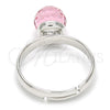 Anillo Multi Piedra 01.239.0006 Rodio Laminado, Diseño de Bola, con Swarovski Elements Light Rose, Pulido, Rodinado (Talla Unica)