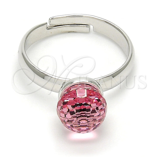 Anillo Multi Piedra 01.239.0006 Rodio Laminado, Diseño de Bola, con Swarovski Elements Light Rose, Pulido, Rodinado (Talla Unica)