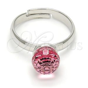 Anillo Multi Piedra 01.239.0006 Rodio Laminado, Diseño de Bola, con Swarovski Elements Light Rose, Pulido, Rodinado (Talla Unica)
