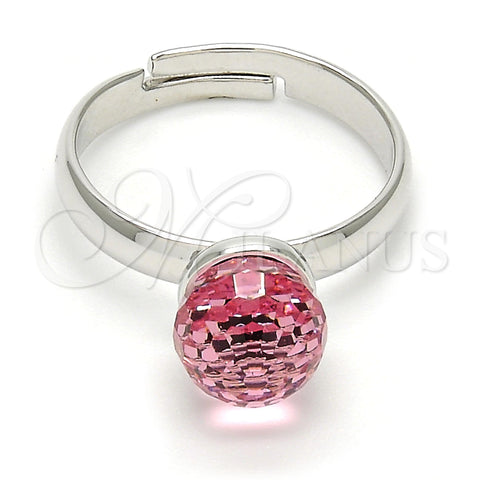 Anillo Multi Piedra 01.239.0006 Rodio Laminado, Diseño de Bola, con Swarovski Elements Light Rose, Pulido, Rodinado (Talla Unica)