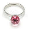 Anillo Multi Piedra 01.239.0006 Rodio Laminado, Diseño de Bola, con Swarovski Elements Light Rose, Pulido, Rodinado (Talla Unica)