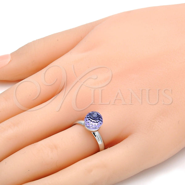 Anillo Multi Piedra 01.239.0006.1 Rodio Laminado, Diseño de Bola, con Swarovski Elements Tanzanite, Pulido, Rodinado (Talla Unica)