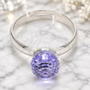 Anillo Multi Piedra 01.239.0006.1 Oro Laminado Blanco, Diseño de Bola, con Swarovski Elements Tanzanite, Pulido, Rodinado (Talla Unica)
