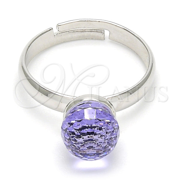 Anillo Multi Piedra 01.239.0006.1 Rodio Laminado, Diseño de Bola, con Swarovski Elements Tanzanite, Pulido, Rodinado (Talla Unica)
