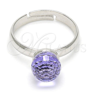 Anillo Multi Piedra 01.239.0006.1 Rodio Laminado, Diseño de Bola, con Swarovski Elements Tanzanite, Pulido, Rodinado (Talla Unica)