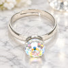 Anillo Multi Piedra 01.239.0006.2 Oro Laminado Blanco, Diseño de Bola, con Swarovski Elements Vitrail Light, Pulido, Rodinado (Talla Unica)