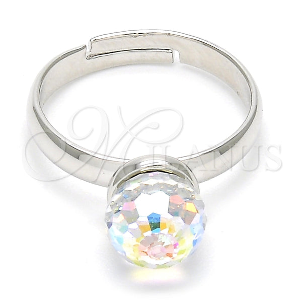 Anillo Multi Piedra 01.239.0006.2 Rodio Laminado, Diseño de Bola, con Swarovski Elements Vitrail Light, Pulido, Rodinado (Talla Unica)