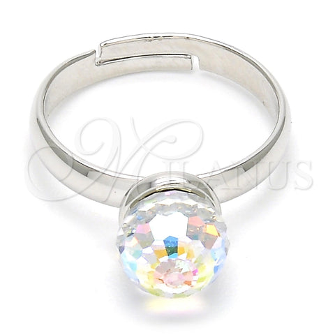 Anillo Multi Piedra 01.239.0006.2 Rodio Laminado, Diseño de Bola, con Swarovski Elements Vitrail Light, Pulido, Rodinado (Talla Unica)