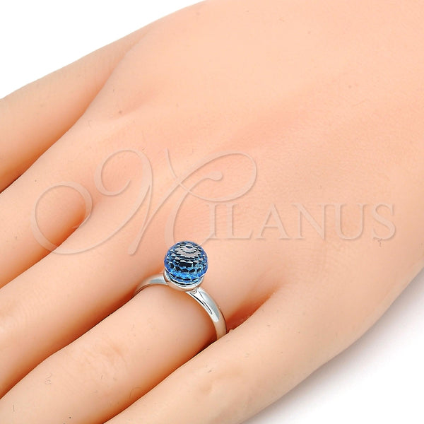 Anillo Multi Piedra 01.239.0006.3 Rodio Laminado, Diseño de Bola, con Swarovski Elements Aquamarine, Pulido, Rodinado (Talla Unica)
