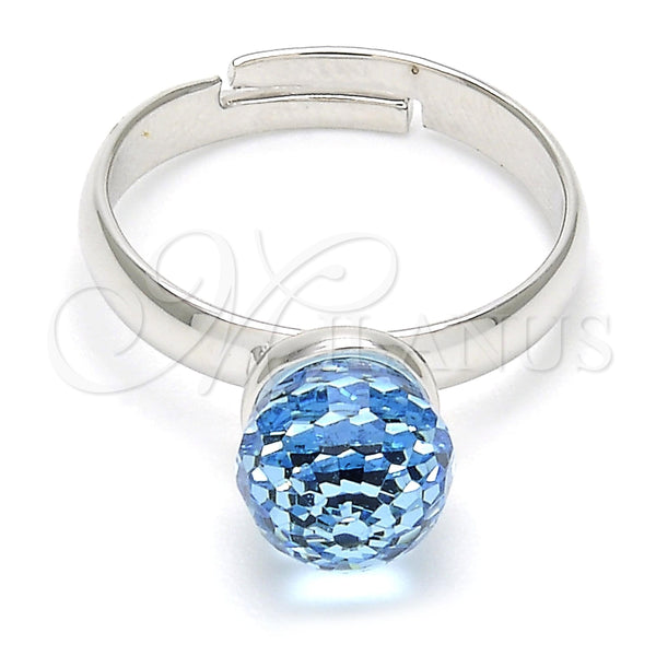 Anillo Multi Piedra 01.239.0006.3 Rodio Laminado, Diseño de Bola, con Swarovski Elements Aquamarine, Pulido, Rodinado (Talla Unica)