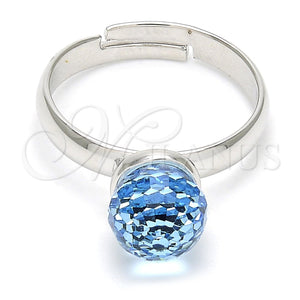 Anillo Multi Piedra 01.239.0006.3 Rodio Laminado, Diseño de Bola, con Swarovski Elements Aquamarine, Pulido, Rodinado (Talla Unica)